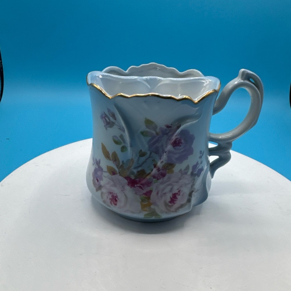 Floral Porcelain Mug with Gold Trim